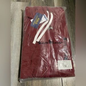 red/maroon and white Ralph Lauren tracksuit